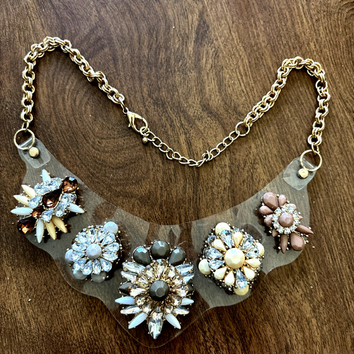 Multicolored gold tone bib - multicolored,