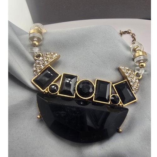 Crew necklace black gold - black,